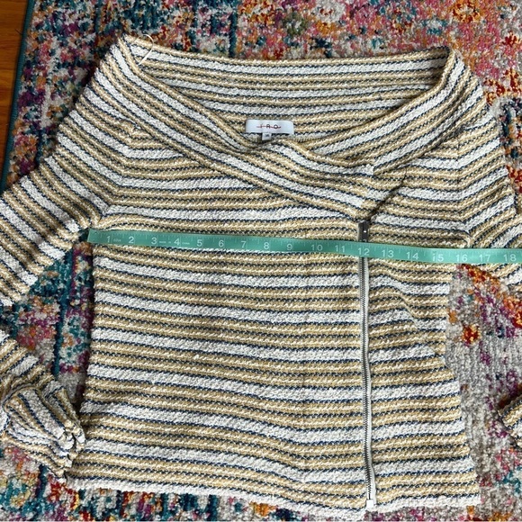 IRO Vana Stripe Knit Off Shoulder Shawl Collar Asymmetric Zip Up Jacket 36 Small - Picture 11 of 14